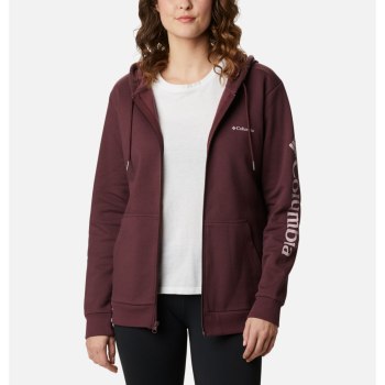 Columbia Logo Full Zip, Sudaderas Con Capucha Vino Para Mujer | 819354-LUJ